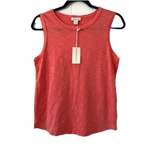 Sundance Womens XS Tank Top Shirt Burnout Raw Hem Coral Orange NEW